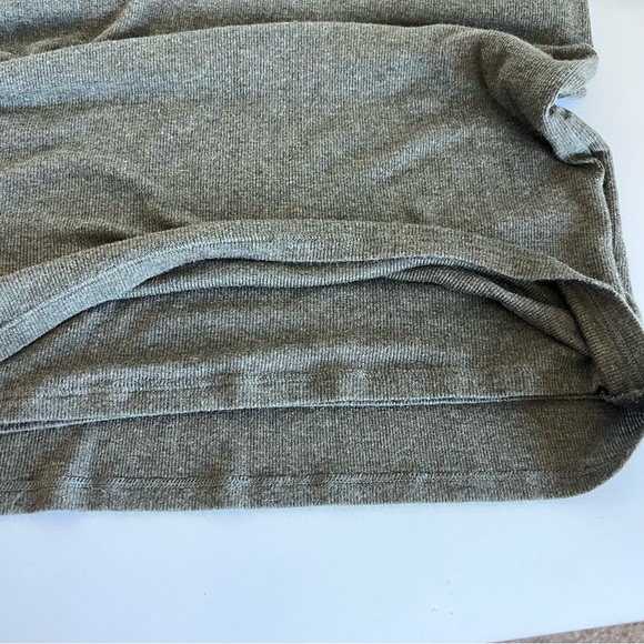 GAP Women’s Cozy Rib Long Sleeve Knee Length Dress Olive Heather - Picture 5 of 10